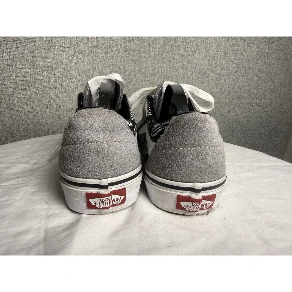 VANS Gray Black Paisely Bandana Sk8 Low Top Sneakker Skateboard Suede Shoes Sz 7